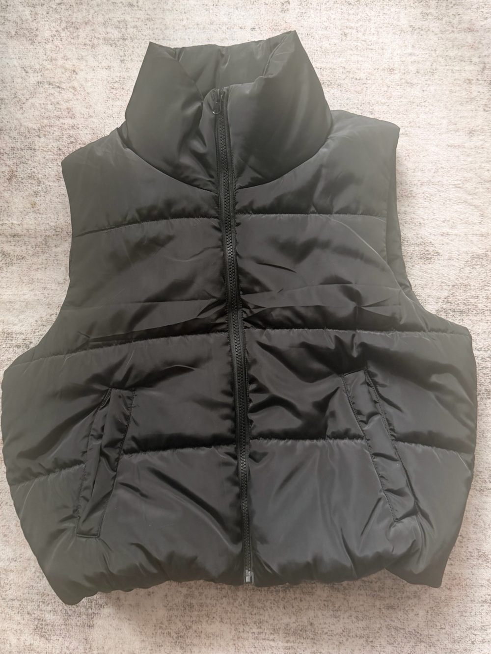 Women's Black Quilted Puffer Vest with High Collar